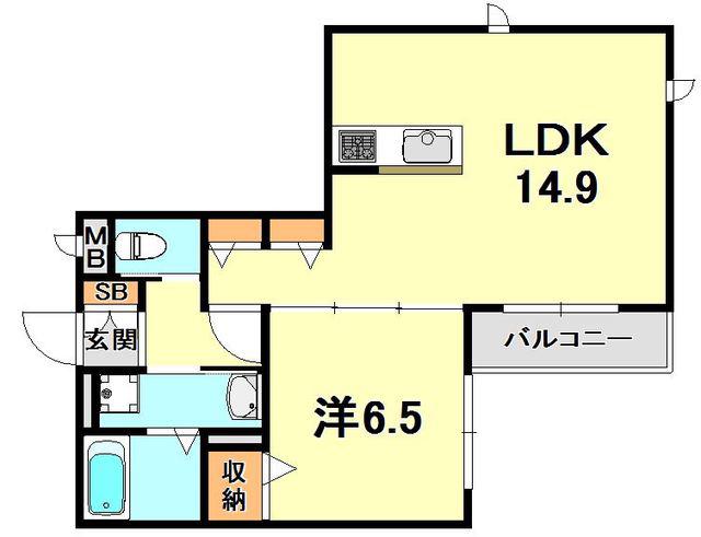 サンクレスト御崎(1LDK/2階)の間取り写真