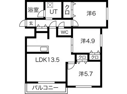 NEXT MIYANOSAWA(3LDK/1階)の間取り写真