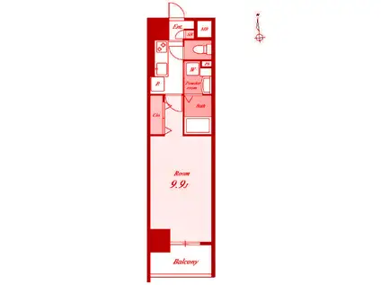 エスポアール二葉(1K/3階)の間取り写真