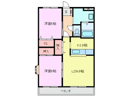 SUNNY COURT(2LDK/2階)の間取り写真