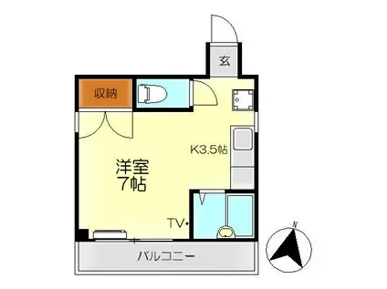 KSビル(1K/2階)の間取り写真