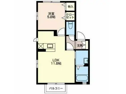 シャーメゾン 高田(1LDK/1階)の間取り写真