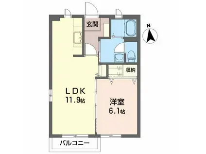 EKハイツB(1LDK/1階)の間取り写真