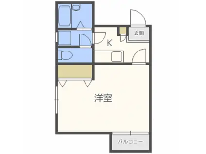 コンフォートベネフィス福大前IV(1K/1階)の間取り写真