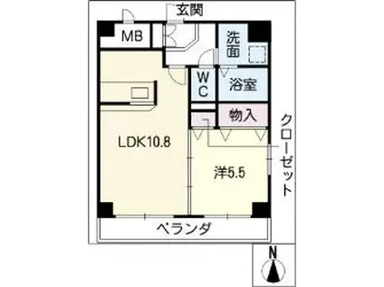 ラヴィータ野並(1LDK/2階)の間取り写真