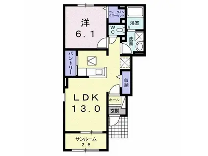 ラフレシール(1LDK/1階)の間取り写真
