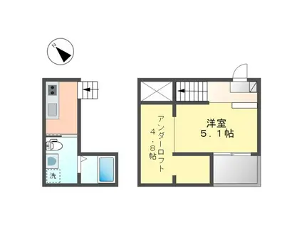 ラフェリオ(1SK/2階)の間取り写真