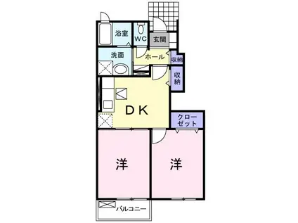 ダイヤモンドアヴェニューII(2DK/1階)の間取り写真