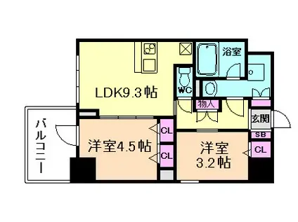 S-RESIDENCE福島DIVERSE(1LDK/8階)の間取り写真