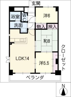 グレイス伸和(3LDK/4階)の間取り写真
