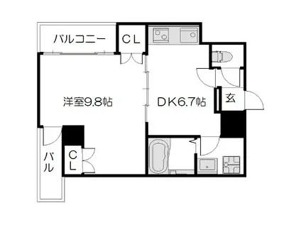 グラシオン西陣(1DK/5階)の間取り写真