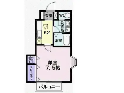 アン・フルールII(1K/1階)の間取り写真