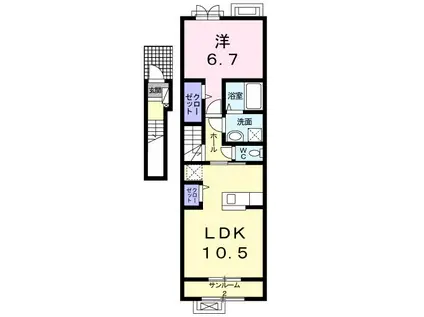 ウェルハイム・千石町B(1LDK/2階)の間取り写真