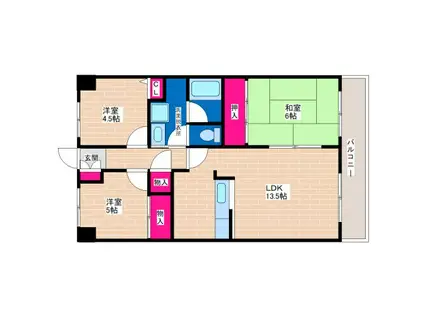 パークプラザ平野(3LDK/6階)の間取り写真