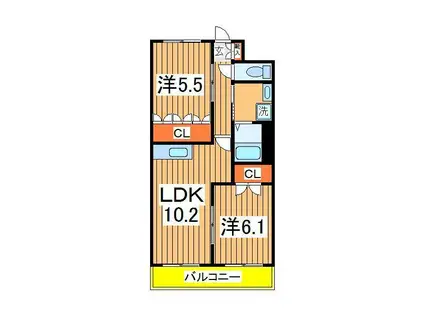 プレザンスおおたかの森(2LDK/3階)の間取り写真