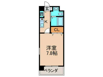 SANBOX大浦(1K/4階)の間取り写真