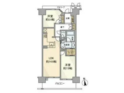 ファインシティ大阪城公園(2LDK/11階)の間取り写真