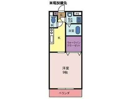 ブルームI(1K/3階)の間取り写真