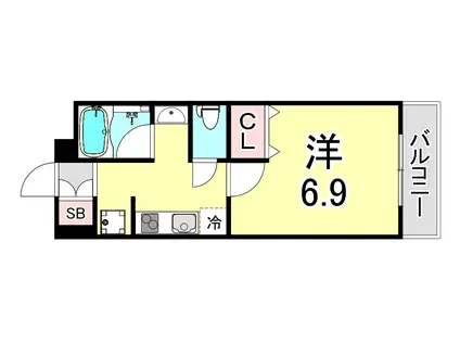 アプリーレ西宮武庫川(1K/6階)の間取り写真