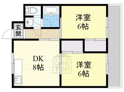 シャルム一条池(2LDK/3階)の間取り写真