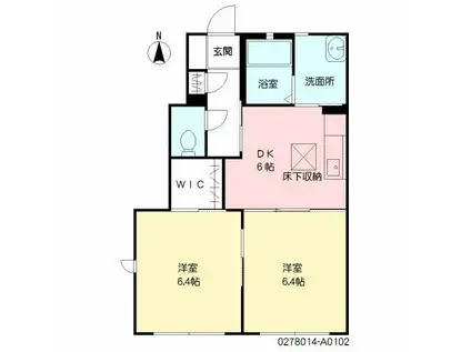 ソレイユ新郷II(2DK/1階)の間取り写真