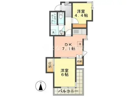 マリンハイツ(2DK/3階)の間取り写真