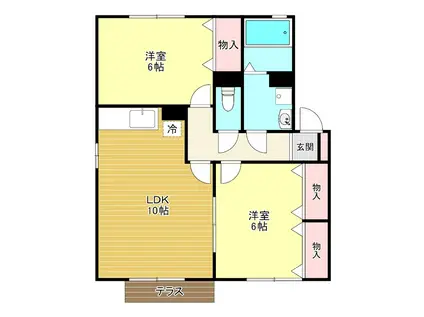 グランドールB(2LDK/1階)の間取り写真