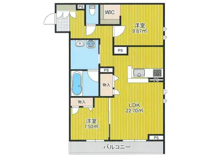 GOODEN大熊(2LDK/1階)の間取り写真