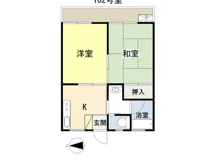 リバーハイツ前川(1LDK/1階)の間取り写真