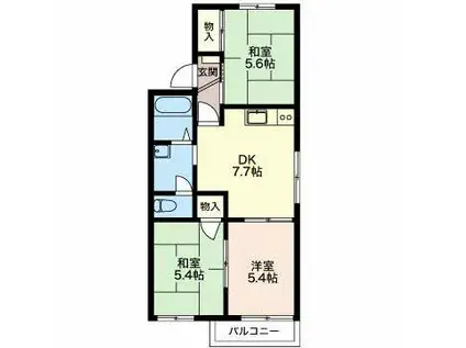 サザンウィンド C棟(3DK/2階)の間取り写真