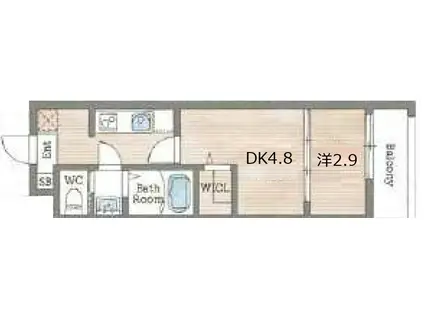 OCTA青木(1DK/2階)の間取り写真