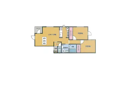 南郷通9丁目長井アパート I(2LDK/2階)の間取り写真