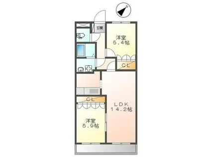 サン クレール3 守山市金森町(2LDK/3階)の間取り写真