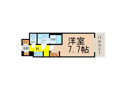 S-RESIDENCE堀田ノース II(1K/9階)の間取り写真