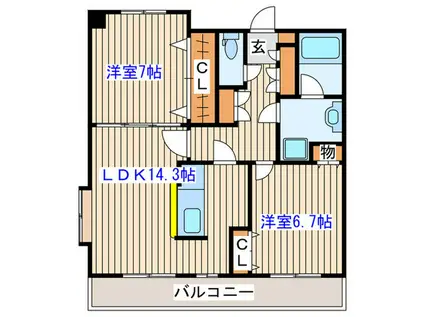 CASA-K(2LDK/2階)の間取り写真