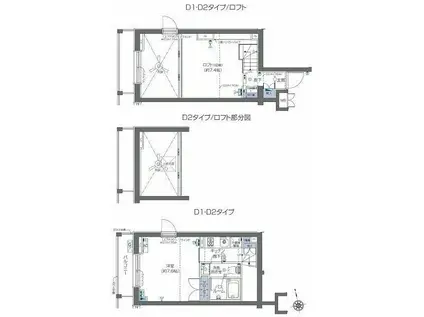 ズーム六本木(1K/2階)の間取り写真