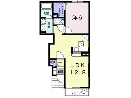 クレメンティアB(1LDK/1階)の間取り写真