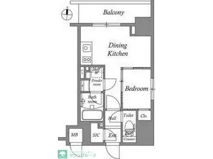 テラス押上(1DK/9階)の間取り写真