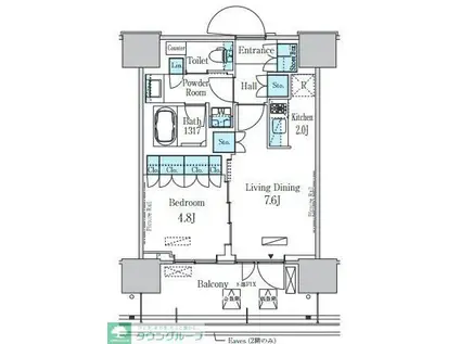 HARUMI FLAG PORT VILLAGE C棟(1LDK/7階)の間取り写真