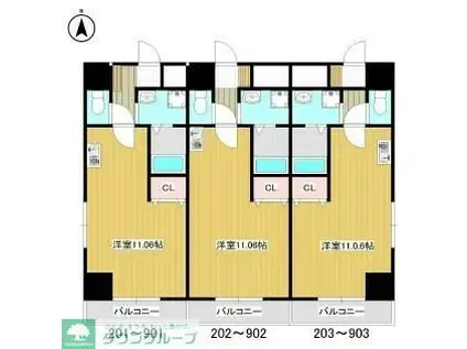 SKコートII(ワンルーム/5階)の間取り写真