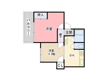 シャトー北野(1LDK/5階)の間取り写真