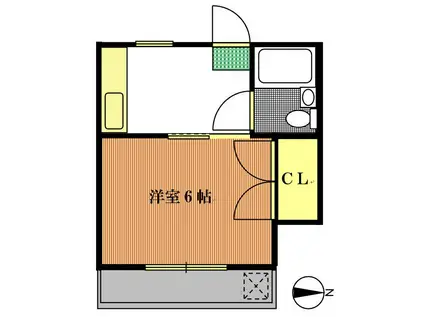 ハウスアオヤマ(1K/1階)の間取り写真