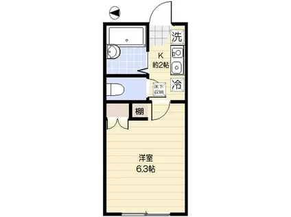 シャーロットヒルズ(1K/1階)の間取り写真