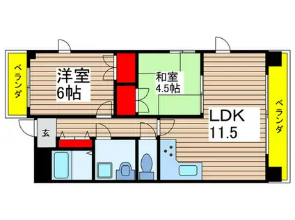 ロジェ新栄南(2LDK/9階)の間取り写真