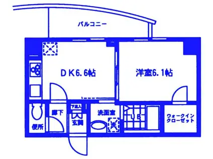 ラヴィッサン(1DK/4階)の間取り写真