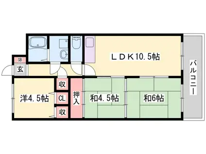 フォレスト壱番館(3LDK/2階)の間取り写真