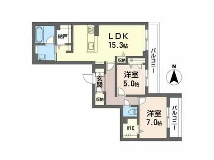 ピアヌーラ山根町(2LDK/3階)の間取り写真