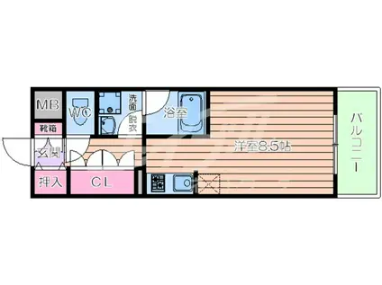 レジデンス本町靭公園 旧レジディア靭公園(ワンルーム/10階)の間取り写真