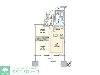 パークタワー向ケ丘遊園(2LDK/14階)の間取り写真