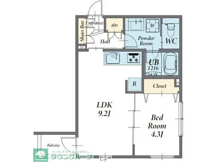ジョイアークス世田谷中町(1LDK/1階)の間取り写真